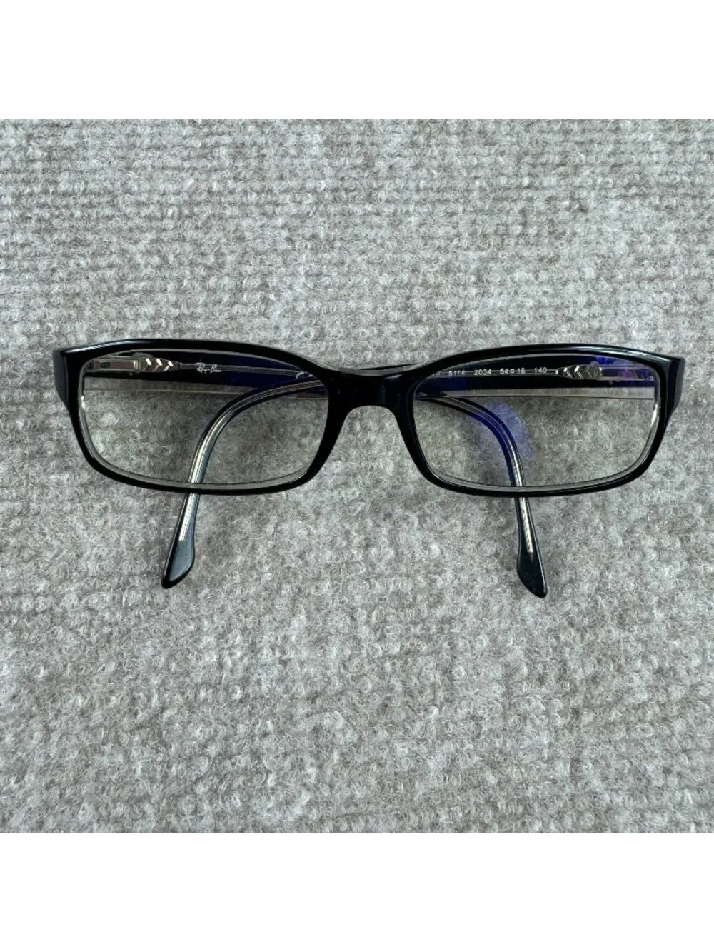 Ray Ban RB5114 Optics 2034 54-16 Rectangular Eyeglass Frames Black Clear Y2K
